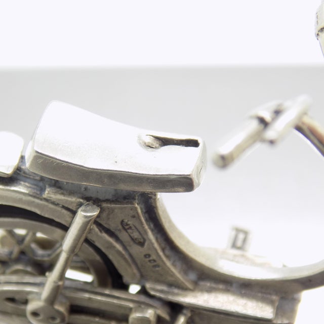 Vintage Italian Handmade Genuine Silver Moped Scooter Large Figurine, 1970s For Sale - Image 10 of 12