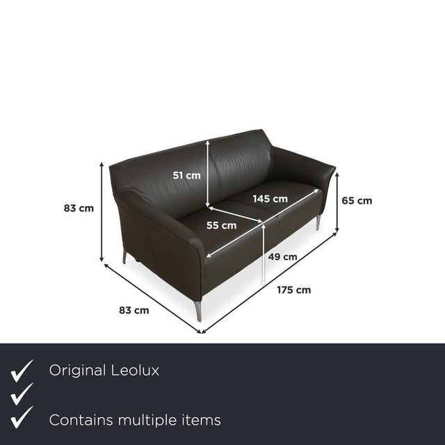 Modern Mayon 3-Seater and 2-Seater Sofas in Dark Green Leather from Leolux, Set of 2 For Sale - Image 3 of 18