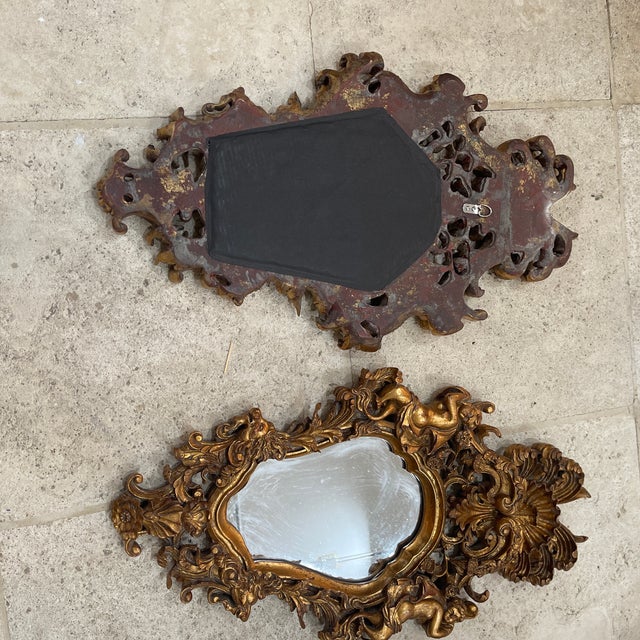 1940s Pair of French Carved Gilt Composite Mirrors French For Sale - Image 10 of 11
