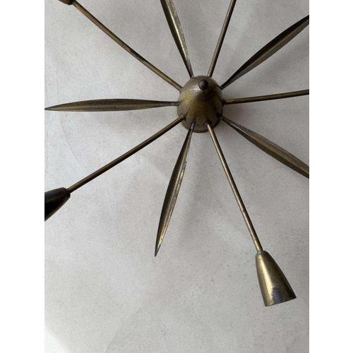 Mid-Century Modern Sputnik Ceiling Lamp in Brass, 1950s For Sale - Image 6 of 10