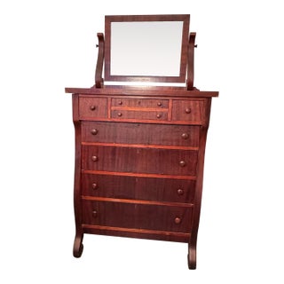 Antique Highboy Dresser With Swivel Mirror For Sale