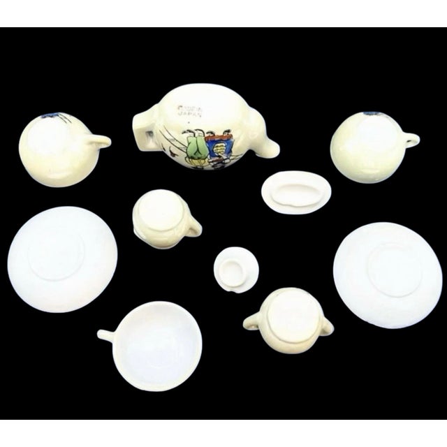 Vintage Japan Childrens Mini Lusterware Tea Set Dutch Boy Girl Pearlescent Toy For Sale - Image 11 of 12