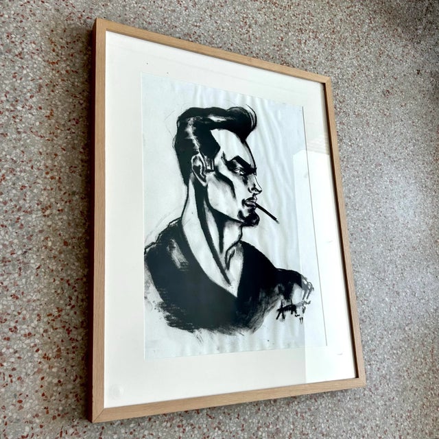 Late 20th Century Vintage Boho Side Profile Portrait of Man After Antonio For Sale - Image 5 of 6