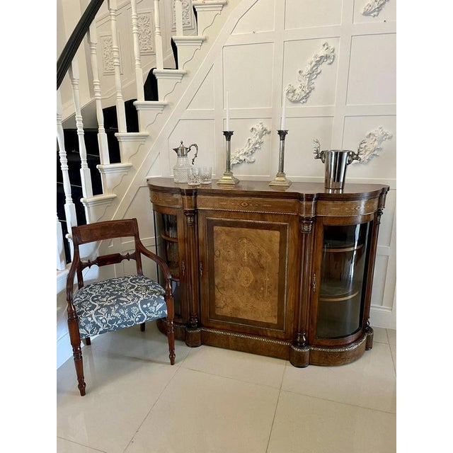 Victorian Burr Walnut Inlaid Credenza, 1860s For Sale - Image 3 of 16