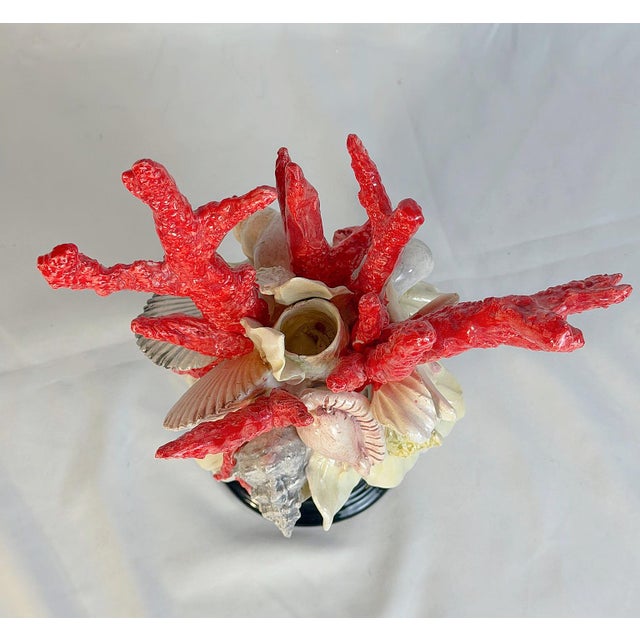 Red Italian Majolica “Frutti Di Mare” Coral & Shell Centerpiece Sculpture For Sale - Image 8 of 8