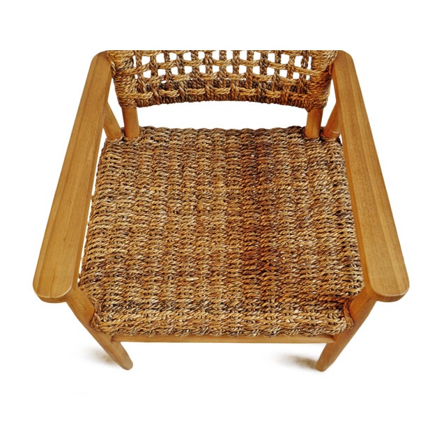 Banana Weave & Teak Arm Chair For Sale - Image 9 of 11