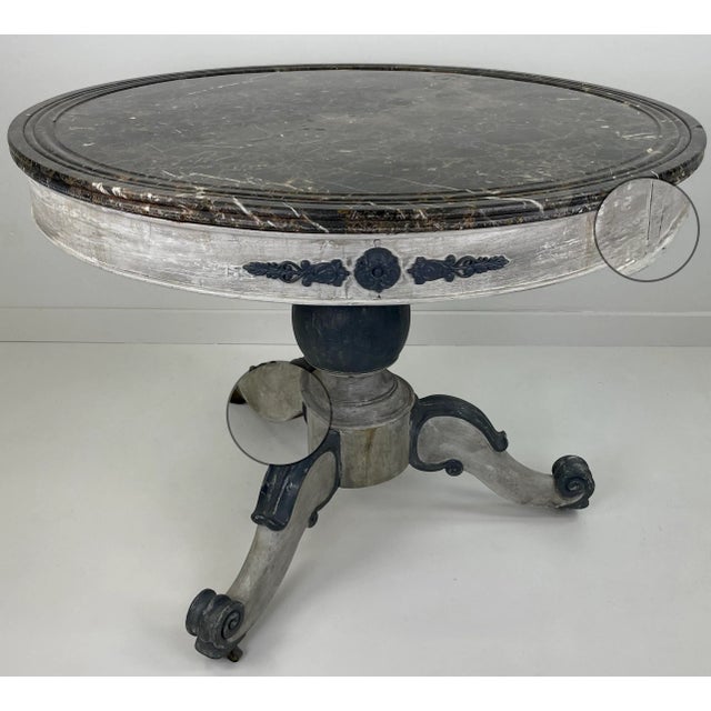 Gray 19th Century Pedestal Table With Marble Top For Sale - Image 8 of 11