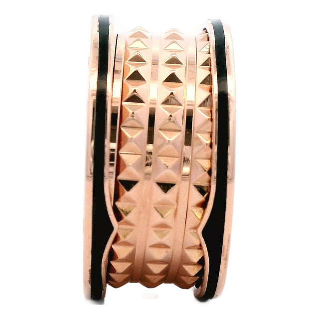 Bvlgari B.Zero1 Ring in 18kt Rose Gold With Black Enamel, Size 10 For Sale
