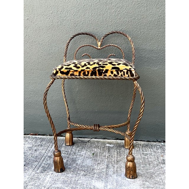 Vintage Twisted Rope and Tassel Vanity Stool For Sale - Image 12 of 12