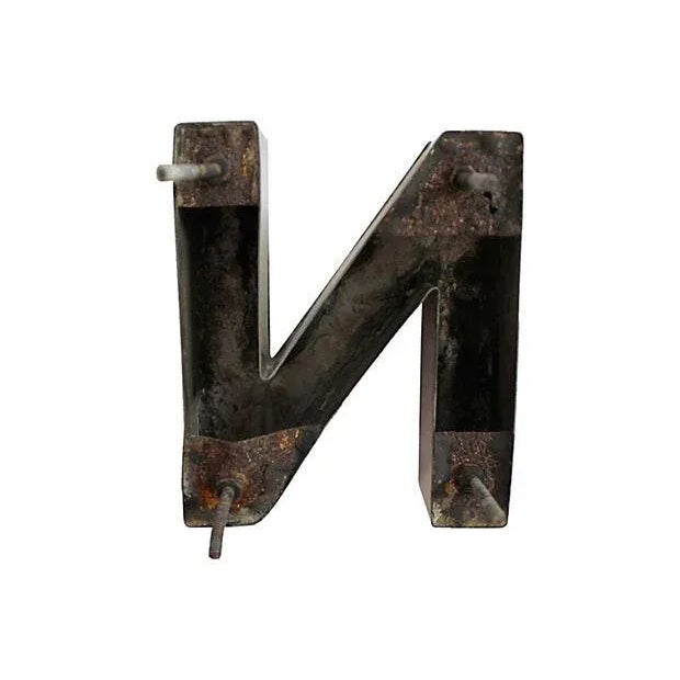 Vintage Stainless Steel Letter N For Sale - Image 4 of 5