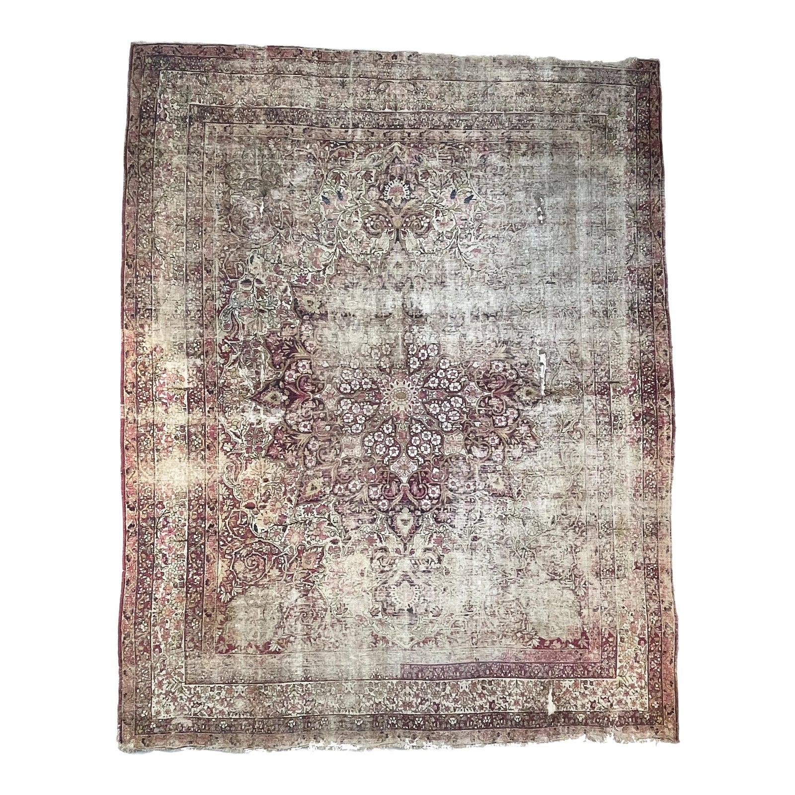 Antique Persian Kermanshah Moss, Sage & Olive Rug, 11 x 13 | Chairish