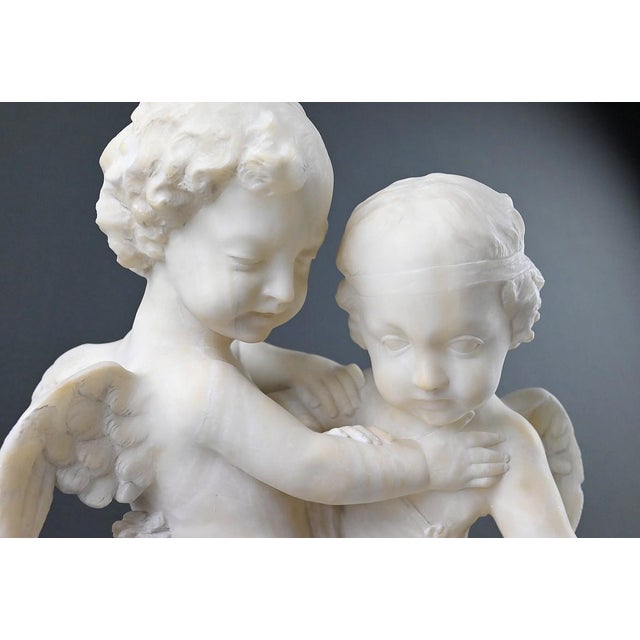 After Falconet, Two Cupids Disputing a Heart, Late 19th Century, Alabaster Sculpture For Sale - Image 14 of 18