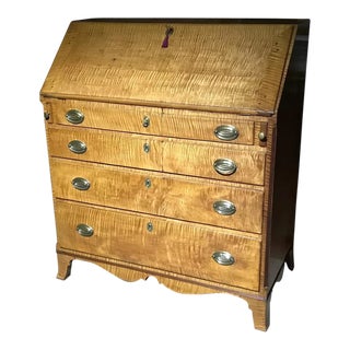 Circa 1800 American Tiger Maple Desk For Sale