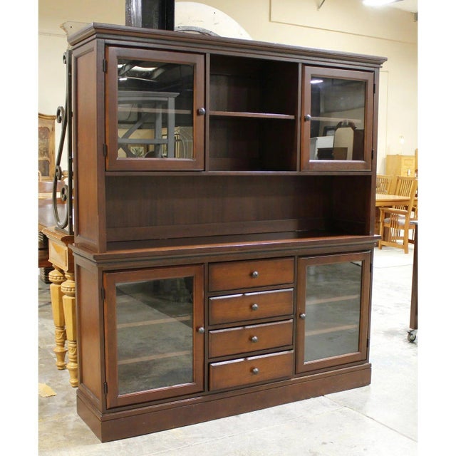 Contemporary Pottery Barn China Cabinet - Dark Finish, 2 Pieces For Sale - Image 3 of 7