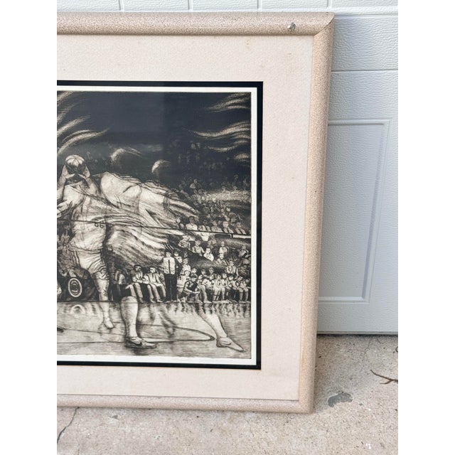 Japanese Vintage Michigan Wolverine Basketball 1987 Takeshi Yamada Framed Intaglio Print For Sale - Image 3 of 11