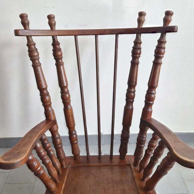 Vintage Brutalist Oak Armchairs with Spools, 1970s, Set of 2 For Sale - Image 6 of 17