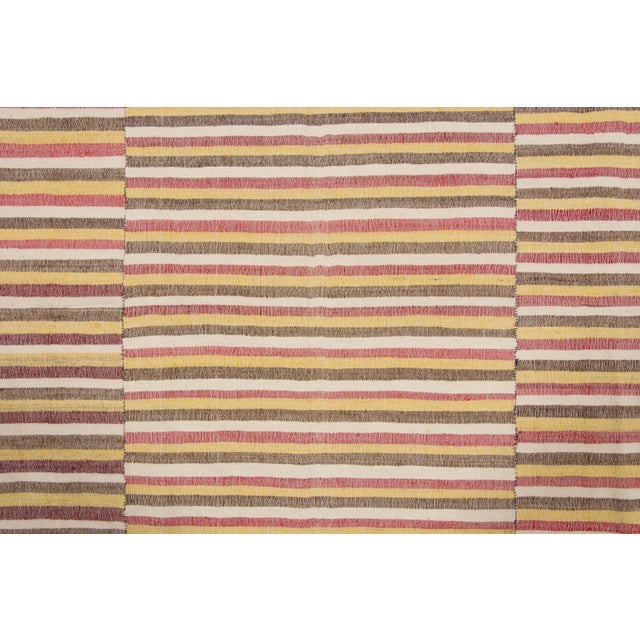 Rug & Kilim Vintage Panelled Kilim Wool Rug With Stripes by Rug & Kilim, 1950-1959 For Sale - Image 4 of 9