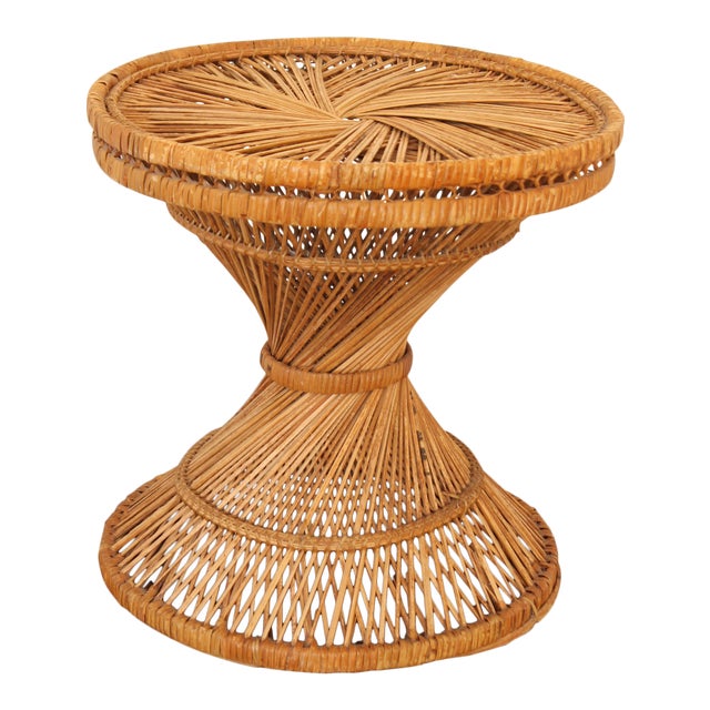 Vintage Boho Wicker Rattan Pedestal Plant Stand Chairish