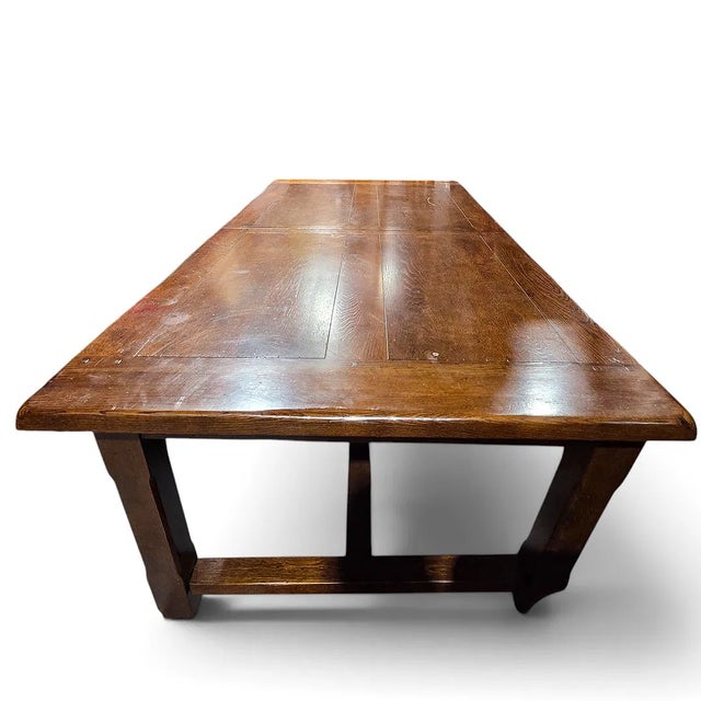 English 1960s Solid Oak Kitchen Refractory Dining Table. Antique Style For Sale - Image 3 of 4