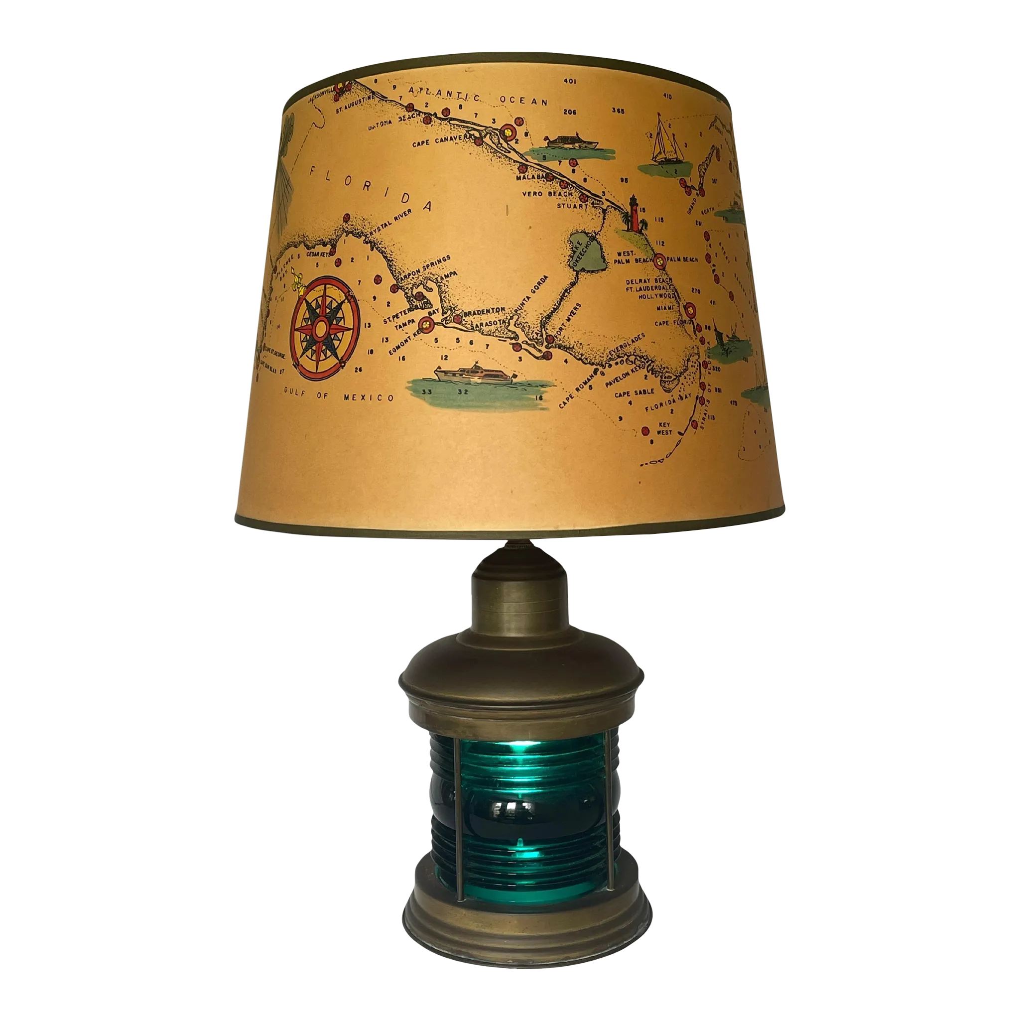 1950s Florida Nautical Ship Lantern Lamp With Original Sintzenich