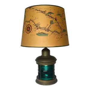 1950s Florida Nautical Ship Lantern Lamp With Original Sintzenich Lamp Shade