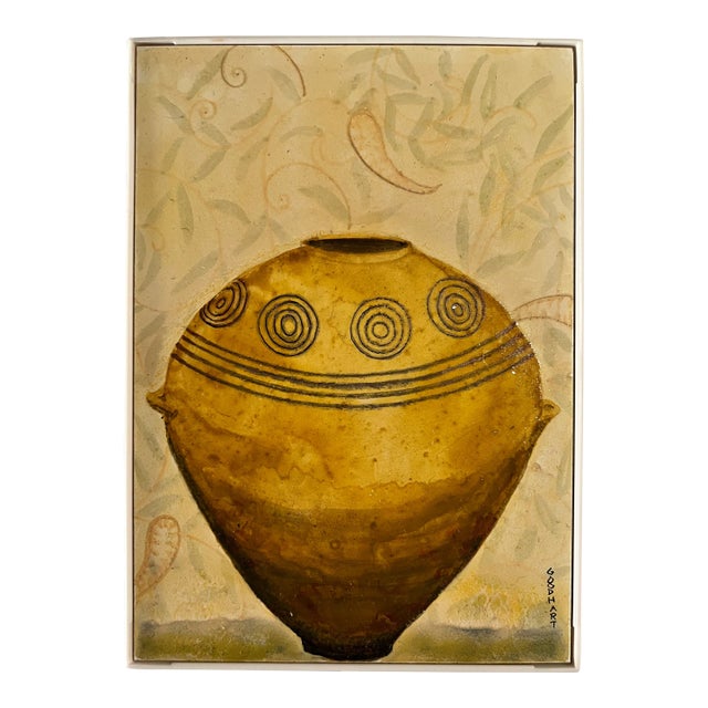 Contemporary Gamboge Vessel Painting, Framed For Sale