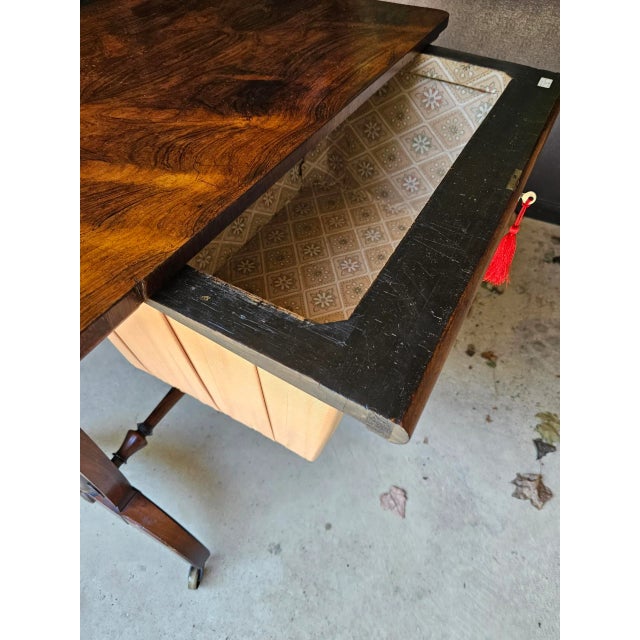 Antique 1830's English Rosewood Sewing Table For Sale - Image 9 of 10