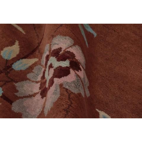 Textile Rug & Kilim’s Chinese Art Deco Inspired Square Rug, Vibrant Florals on Rust For Sale - Image 7 of 7