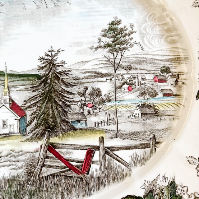 English 1990s Large English Transferware Ironstone Thanksgiving Platter, Friendly Village by Johnson Brothers For Sale - Image 3 of 10