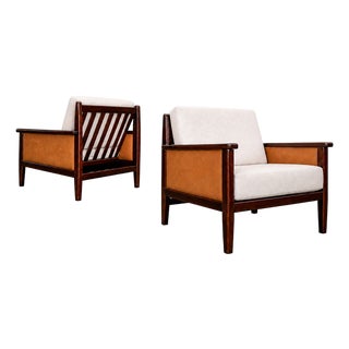 Brazilian Modern Armchair in Rosewood, Leather & Linen, Fatima, 1960s For Sale