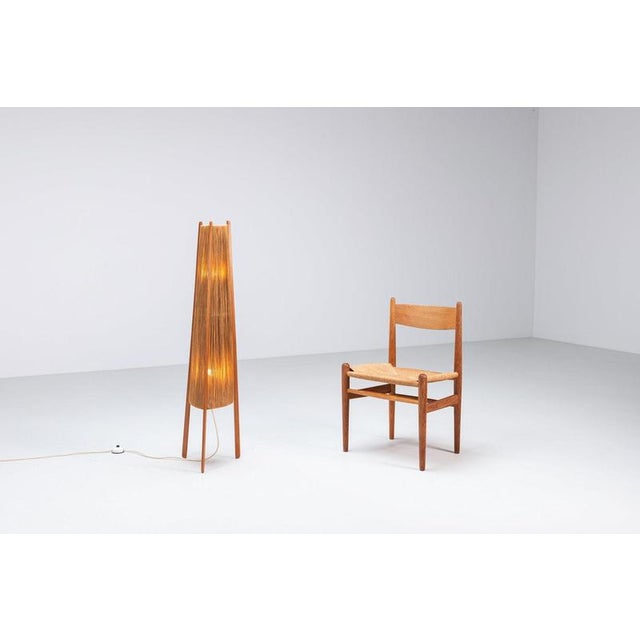 1960s Tripod Floor Lamp in Sisal and Teak from Temde, Switzerland, 1960 For Sale - Image 5 of 11