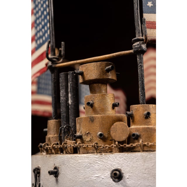 Gray Vintage Patriotic Folk Art American Submarine Whirligig For Sale - Image 8 of 10