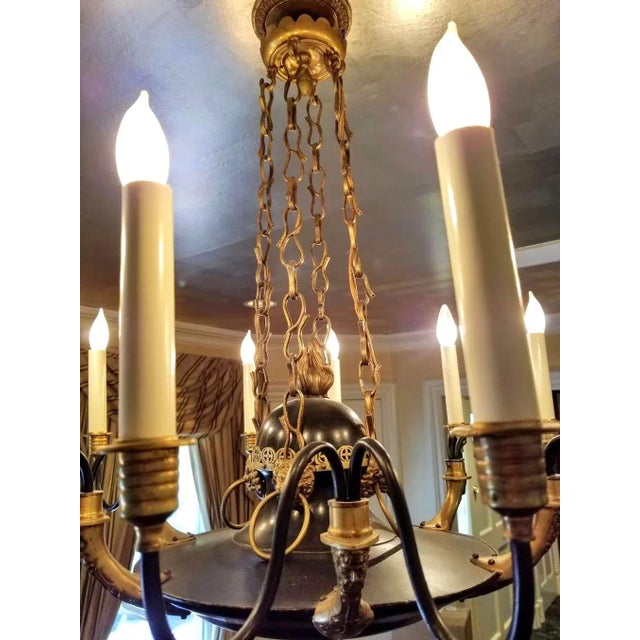 Gold Vintage Charles V or Baroque Style Gilt and Patinated Bronze Chandelier For Sale - Image 8 of 11