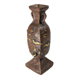 Early 20th Century Japanese Pottery Vase Imitating Mixed Metal Bronze For Sale
