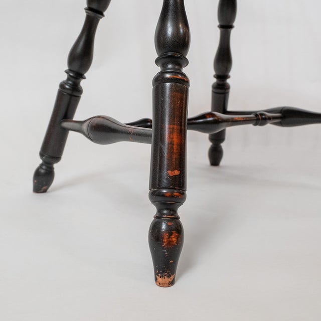 Black 1990s Pair of d.r. Dimes Windsor Bowback Arm Chairs in Black Crackle With Custom Cushions For Sale - Image 8 of 11