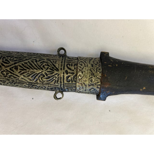 Tribal North African Jambiya (Curved Dagger With Brass Scabbard), Circa 1880–1910 For Sale - Image 3 of 16