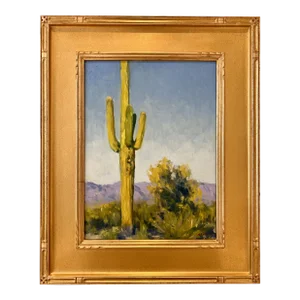 "Suguaro" Contemporary Desert Lanscape Oil Painting by Gregory Hull, Framed