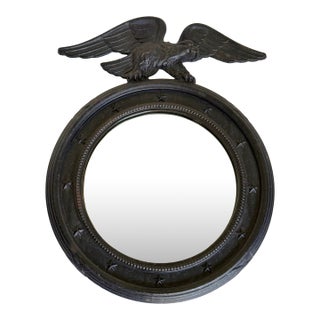 Federal Americana Cast Iron Round Mirror With Eagle and Stars For Sale