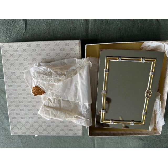 Late 20th Century Gucci Deadstock Silverplate Wood Lined Cigar Box With Gg Detail For Sale In San Francisco - Image 6 of 7