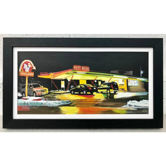 Angela Wakefield Route 66 Root Beer American Gas Station Painting - Unique Original Art by British Contemporary Artist, 2012 For Sale - Image 4 of 6