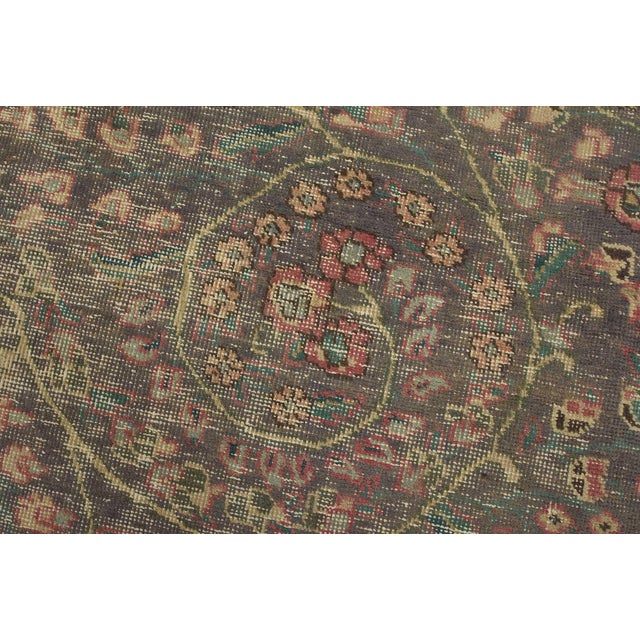 1980s Tabriz Rug 9’5” X 12’3” Violet Wool Vintage Distressed Hand-Knotted Carpet For Sale - Image 5 of 15