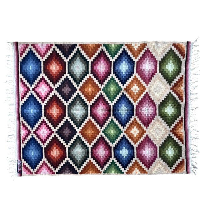 1970s Hand-Woven Ecuadorian Wool Kilim, Signed For Sale - Image 5 of 13