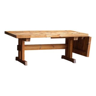 Modern Brutalist Danish Dining Table in Pine by Hans Jørgen Frydendal, 1970s For Sale