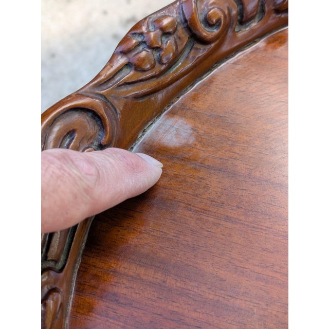 Art Nouveau Vintage French Style Two Tier Table Dessert Parlor With Inlays For Sale - Image 3 of 17