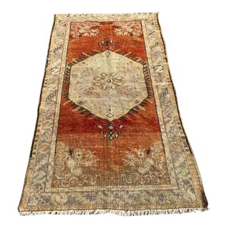 Vintage Turkish Hand Knotted Area Rug - 39" X 78" For Sale