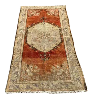 Vintage Turkish Hand Knotted Area Rug - 39" X 78"