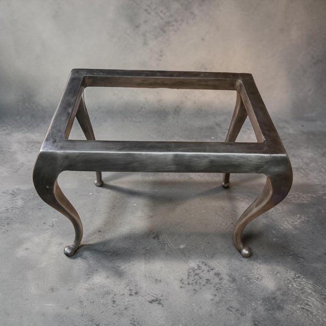 1980s Maitland-Smith Leather Covered Decorative Box on Hand-Forged Iron Stand For Sale In West Palm - Image 6 of 9