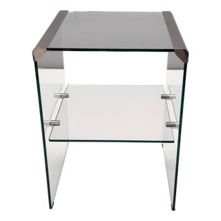 Vintage Tempered Glass and Steel Side Table by Gallotti & Radice, 1970s For Sale