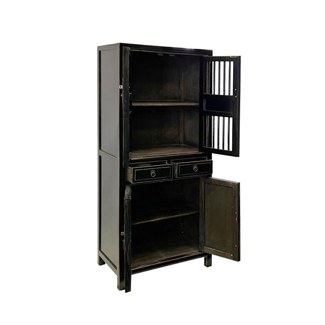 Chinese Distressed Black Small Display Bookcase Curio Chairish