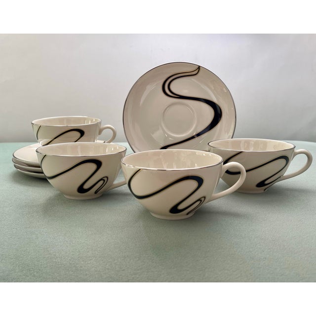 White Late 20th Century Pickard Mirage Teacup & Saucer For Sale - Image 8 of 8
